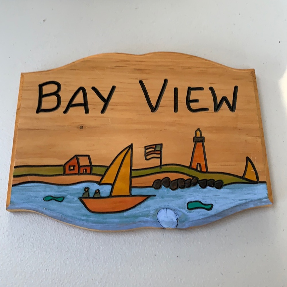 🏖 Handmade Wooden Plaque Bay View 9” x 11”